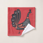 Flame Red en Scandinavian Pattern Bad Handdoek (Wasdoekje)