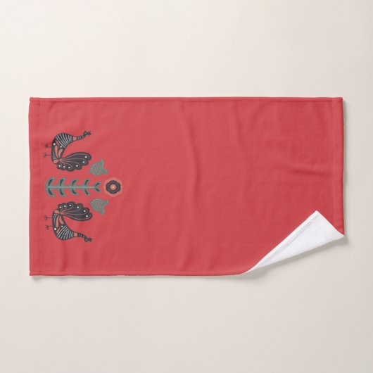 Flame Red en Scandinavian Pattern Bad Handdoek (Handdoek)
