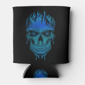 Flame Skull - Blauw Blikjeskoeler (Voorkant)