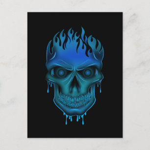 Flame Skull - Blauw Briefkaart