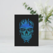 Flame Skull - Blauw Briefkaart (Staand voorkant)