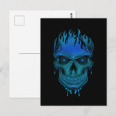 Flame Skull - Blauw Briefkaart (Voorkant / Achterkant)
