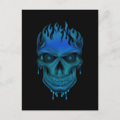 Flame Skull - Blauw Briefkaart (Voorkant)