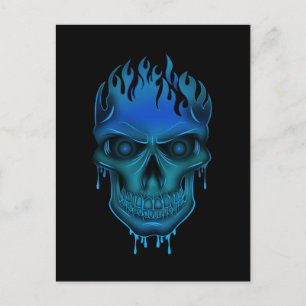 Flame Skull - Blauw Briefkaart