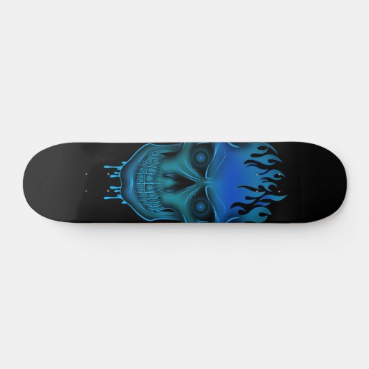 Flame Skull - Blauw Persoonlijk Skateboard (Horizontaal)