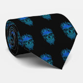 Flame Skull - Blauw Stropdas (Opgerold)