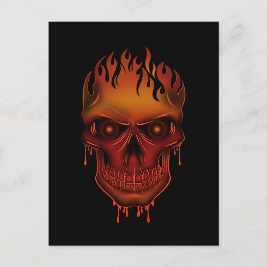 Flame Skull Briefkaart (Voorkant)