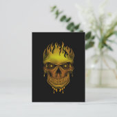 Flame Skull - Gold Briefkaart (Staand voorkant)
