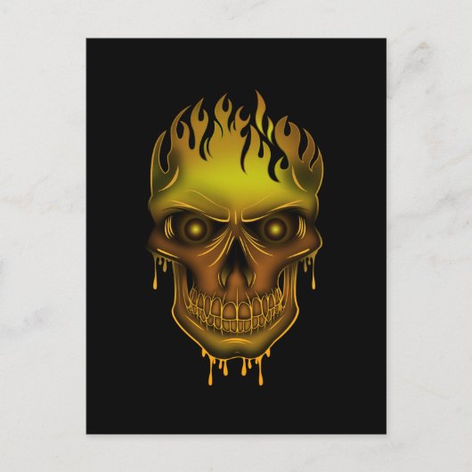 Flame Skull - Gold Briefkaart (Voorkant)