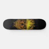 Flame Skull - Gold Persoonlijk Skateboard (Horizontaal)