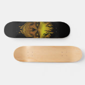 Flame Skull - Gold Persoonlijk Skateboard (Horizontaal)