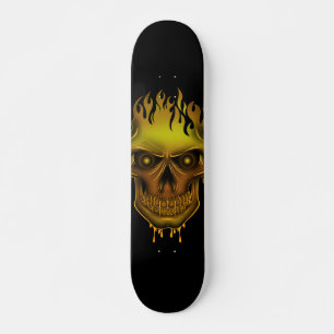 Flame Skull - Gold Persoonlijk Skateboard