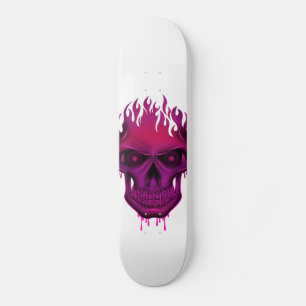Flame Skull - Hot Pink Skateboard