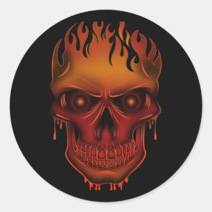 Flame Skull Ronde Sticker