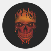 Flame Skull Ronde Sticker (Voorkant)