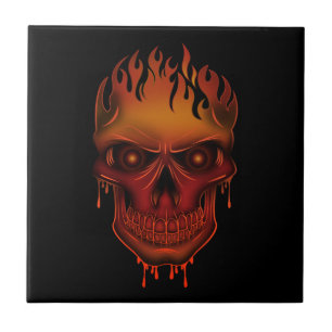 Flame Skull Tegeltje