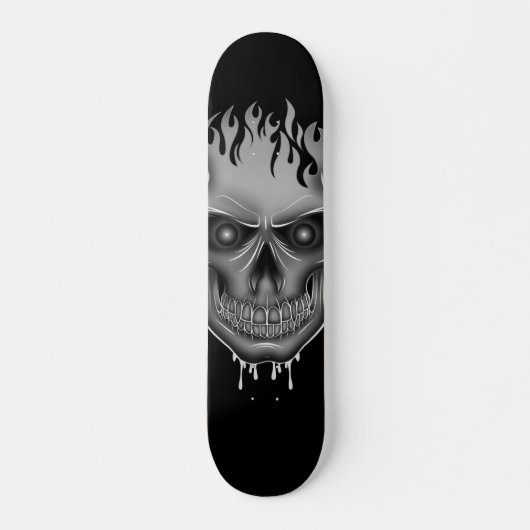 Flame Skull - Zilver Persoonlijk Skateboard (Voorkant)
