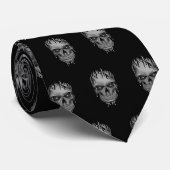 Flame Skull - Zilver Stropdas (Opgerold)