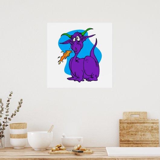 Flame Sneezer Paars Dragon Poster (Keuken)