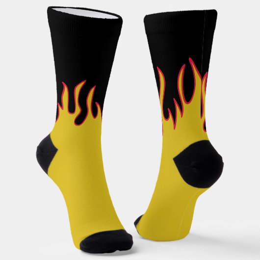 Flame Socks Personalized Yellow and Black Sokken (Gebogen)