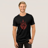 Flame Spirit Face | Tribal Fire Silhouette Art Tri-Blend Shirt (Voorkant volledig)