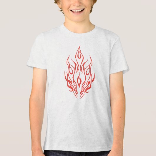 Flame Spirit Face | Tribal Fire Silhouette Art Tri-Blend Shirt (Voorkant)