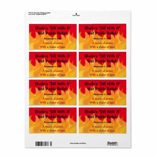 Flame Theme Zelfgemaakte Canning Label (Full Sheet)