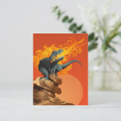Flame Throwing Dinosaur Art van Michael Grills Briefkaart (Staand voorkant)