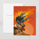 Flame Throwing Dinosaur Art van Michael Grills Briefkaart (Voorkant / Achterkant)