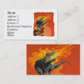 Flame Throwing Dinosaur Art van Michael Grills Visitekaartje (Voorkant / Achterkant)