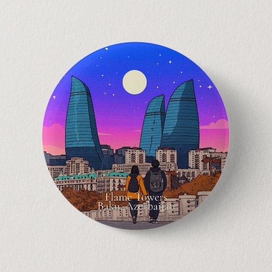 Flame Towers-knop Ronde Button 5,7 Cm (Voorkant)