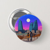 Flame Towers-knop Ronde Button 5,7 Cm (Voorkant /achterkant)