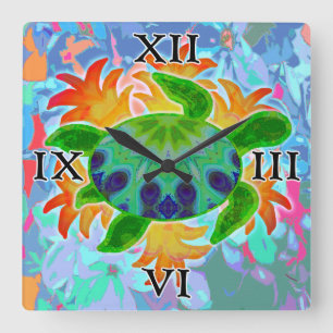 Flame Turtle Square Wall klok