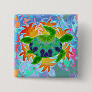 Flame Turtle Vierkante Button 5,1 Cm