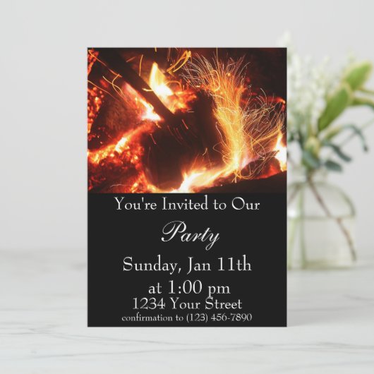 Flame vonkt 2 Party Invite Kaart (Staand voorkant)