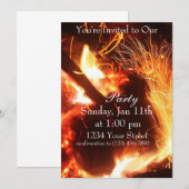Flame vonkt Party Invite full Kaart (Voorkant / Achterkant)