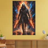 Flamebound Assassine | Fantasie Canvasprint Canvas Afdruk (Insitu (Woonkamer))