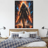 Flamebound Assassine | Fantasie Canvasprint Canvas Afdruk (Insitu (Slaapkamer))