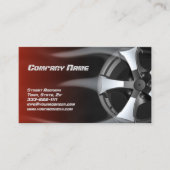 Flamed Tyre Rim Auto Repair Service Rode Kaart Visitekaartje (Voorkant)