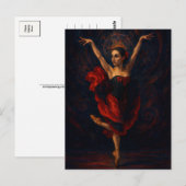 Flamenco Ballerina Red Dress Dance Art Postcard Briefkaart (Voorkant / Achterkant)