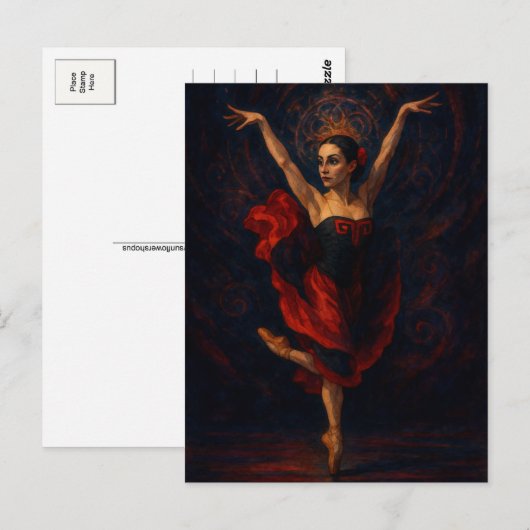 Flamenco Ballerina Red Dress Dance Art Postcard Briefkaart (Voorkant / Achterkant)