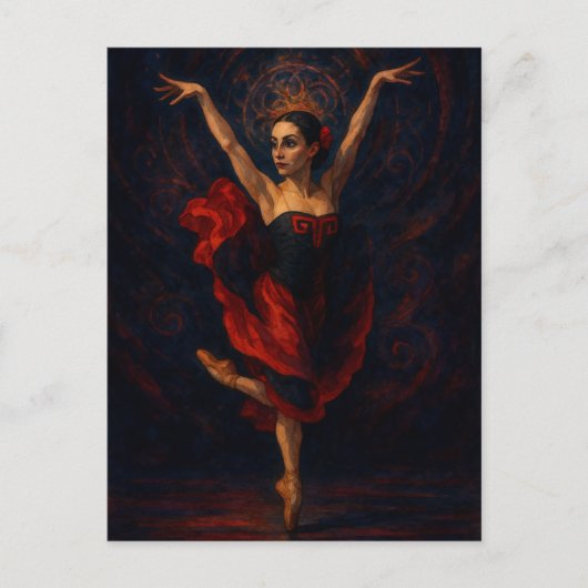 Flamenco Ballerina Red Dress Dance Art Postcard Briefkaart (Voorkant)