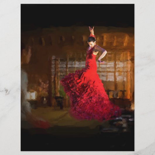 Flamenco brandt een theehuis in Tokio, Japan Briefhoofd Sjabloon (Voorkant)