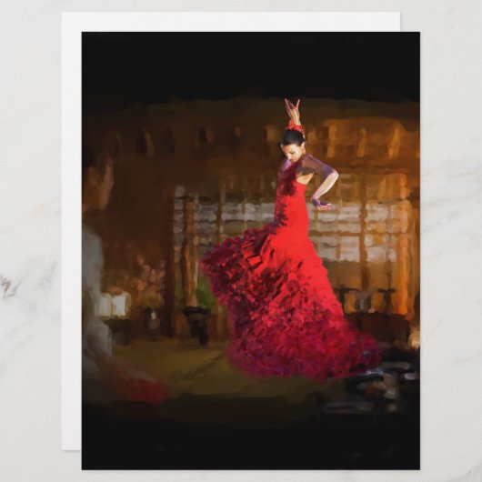 Flamenco brandt een theehuis in Tokio, Japan Briefhoofd Sjabloon (Voorkant / Achterkant)