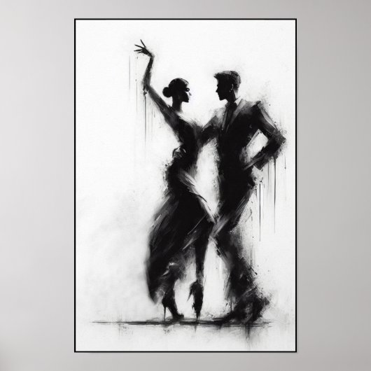 Flamenco Dance Duo Abstract Poster (Voorkant)