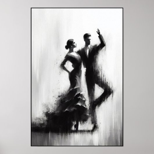 Flamenco Dance Duo Abstract Poster (Voorkant)