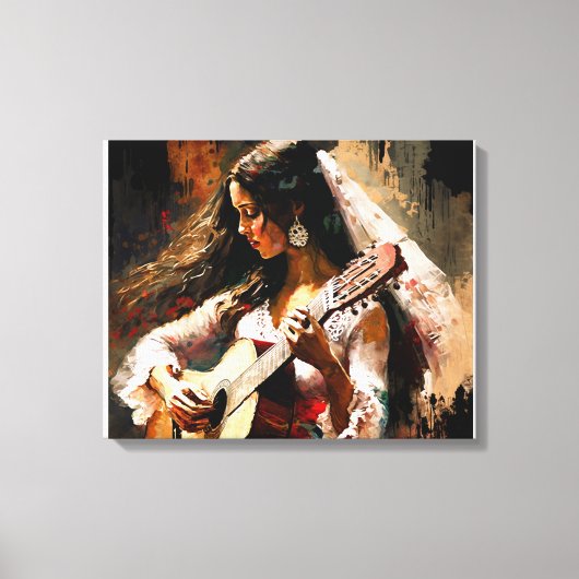 Flamenco Dance Gitana Modern Flamenco Girl Passion Canvas Afdruk (Voorkant)