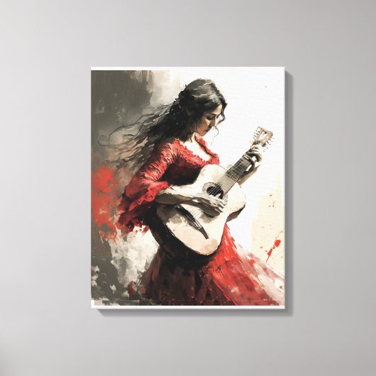 Flamenco Dance Gitana Modern Flamenco Girl Passion Canvas Afdruk (Voorkant)