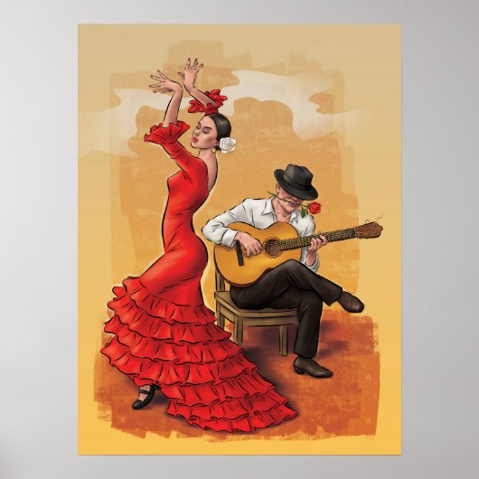 Flamenco Dance – Illustrated Art Poster (Geen teks (Voorkant)