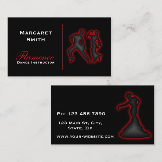 Flamenco Dance Instructor Visitekaartjes (Voorkant / Achterkant)